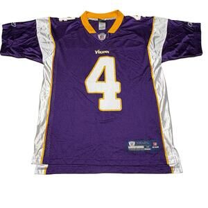 Reebok NFL Equipment Brett Favre #4 Vikings Jersey Purple MED On Field